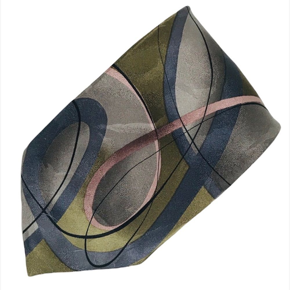 J. Garcia Butterfly Study II Collection 35 Tie Dark Gray Silver Pink Green